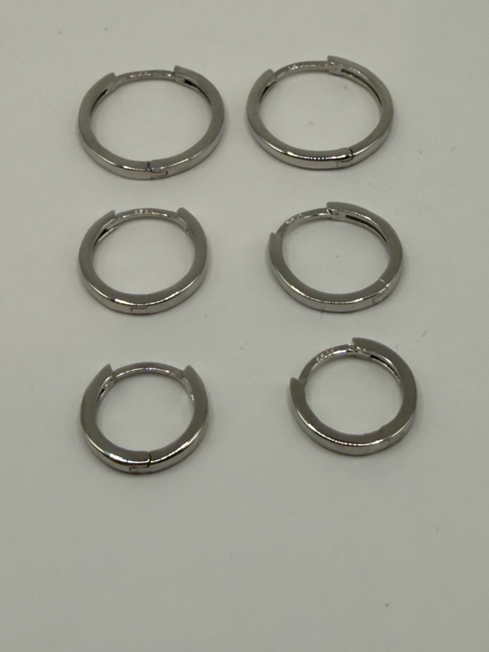 925 Sterling Silver Huggie Hoop Earrings Set - 3 Pairs Graduated